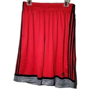Adidas Mens Large Red Basic Basketball Shorts Dazzle Soft Shiny